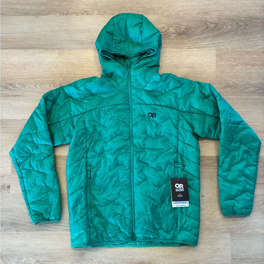 Outdoor Research Teal Green Hooded Puffer Jacket